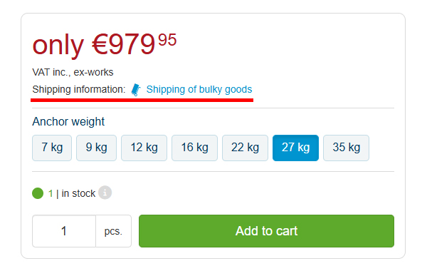 Shipping of bulky goods